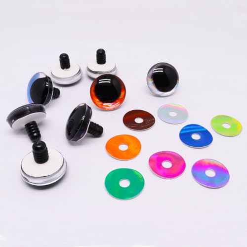BUXIMN 16pcs 35mm 3D Large Safety Eyes for Crocheting, Tie Dye Laser Crochet Safety Eyes,for Stuffed Animals Doll Eye Crafts - color: Colorful A, size: 35mm