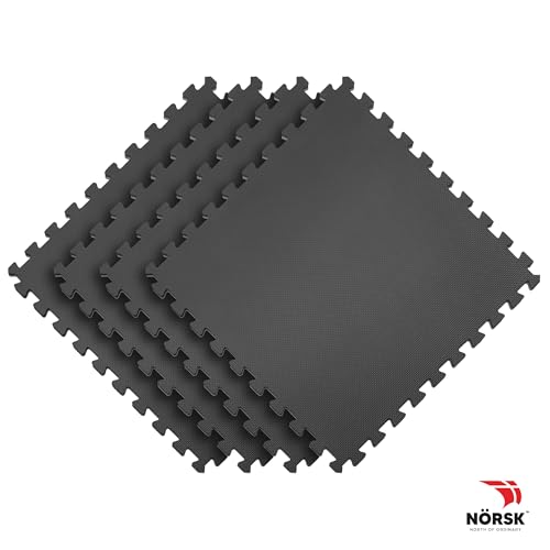 Norsk Reversible 1/2" EVA Foam Gym Floor Tiles, Gray/Black, 20-Pack | 24" x 24" interlocking tiles cover 80 sq. ft. for home gyms and multipurpose workout areas - color: Gray/Black, size: 20 Tiles - 80 sq. Ft