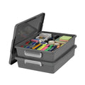 IRIS USA Storage Bins with Lids |Made in USA| 6 Qt - (2-Pack) - Gray | Discreet Plastic Containers for Crafts, Art, Office & Study Supplies / Secure Latch Buckles - size: 6 Qt. - 2 Pack