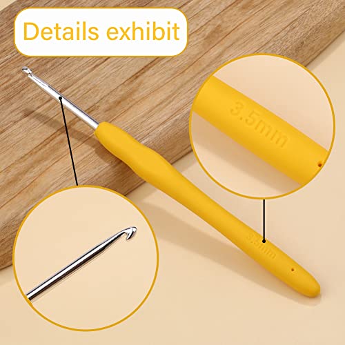 QMNNMA 3.5 mm Crochet Hook, Ergonomic Crochet Hooks for Arthritic Hands | Crochet Needles for Yarn, Extra Long Knitting Needles for Beginners and Crocheting Yarn, Good for Making Blankets - size: 3.5mm