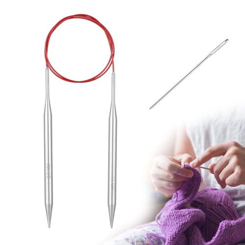 Circular Knitting Needles Stainless Steel Long Needles for Adults Beginners, Flexible Cord for Sweaters Blankets Socks,Lightweight Smooth Tips Magic Loop Knitting Needles (40inch, US11/8mm) - color: 40inch, size: US11/8mm
