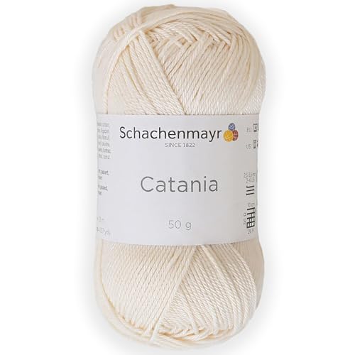 1 Skein/Pack Schachenmayr (SMC) Catania Originals Yarn, Each Ball 1.76 Oz (50gr) / 136 Yards (125 m), 100% Mercerized Cotton for Knitting and Crochet Yarn, Sport Weight, 130 - Cream - color: 130 - Cream