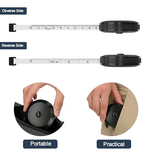 Soft Tape Measure for Body Measurements, 2-Pack 60" Flexible | Retractable Body Measuring Tape, Dual Scale Inch & cm, Cloth Tape Measure for Sewing, Tailor, Seamstress, Clothing & Waist