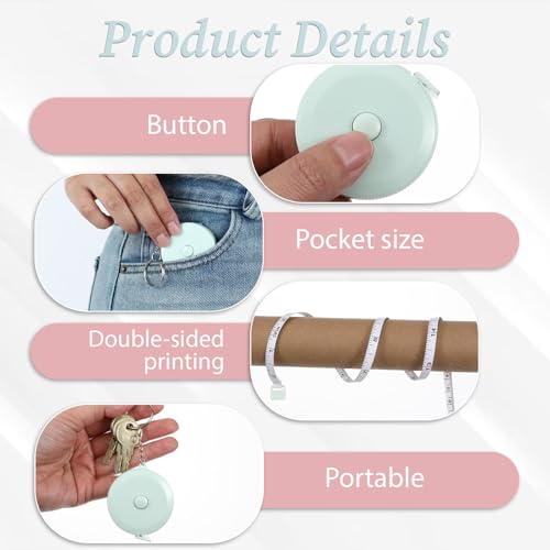 6 Pack Measuring Tape for Body, 79 Inch/2M Tape Measure Soft Boby Measuring Tapes for Measurements, Retractable Fabric Tapes Measure with Keychain