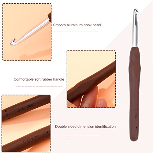 SHWAKK Crochet Hook, 6.0 mm Ergonomic Crochet Hook for Arthritic Hands | Crochet Needles, Knitting Needles with Soft Handle Beginners and Experienced Hobbyists (6.0 mm) - size: 6.0mm