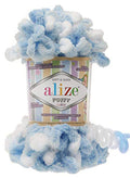 Alize Puffy Color Baby Blanket Yarn Lot of 4skn 400gr 39.3 yds 100% Micropolyester Soft Yarn Hand Knitting Yarn (5865) - color: 5865