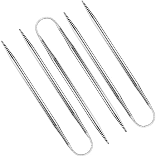 4.0MM Double-Pointed Flexible Knitting Needles 3-Piece Set, 9 Inch/23cm Circular Knitting Needles Stainless Steel Needles for Small Projects DIY Knitting - size: Size US 6 (4mm)