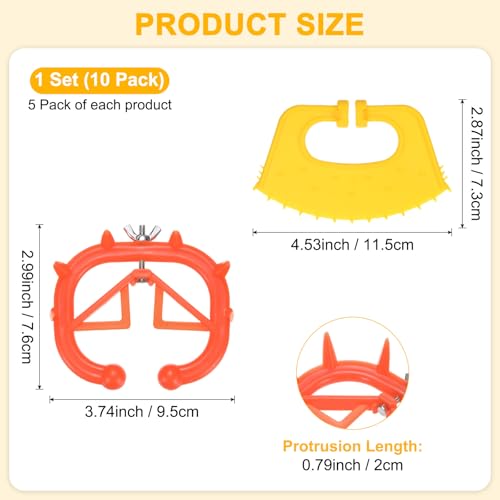 M METERXITY 10-Pack Cow Nose Rings Set, Plastic Farm Livestock Cow Nose Clip with 0.79" Long Spikes for Farm Cattle Prevent Milk Sucking [Orange/Yellow] - color: Orange/Yellow