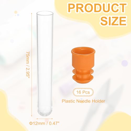 PATIKIL 3" Length Plastic Sewing Needle Storage Holder, 16 Pcs Portable Embroidery Needle Clear Pin Toothpick Storage Tubes Case for Craft Knitting, Orange - color: Orange, size: 3"