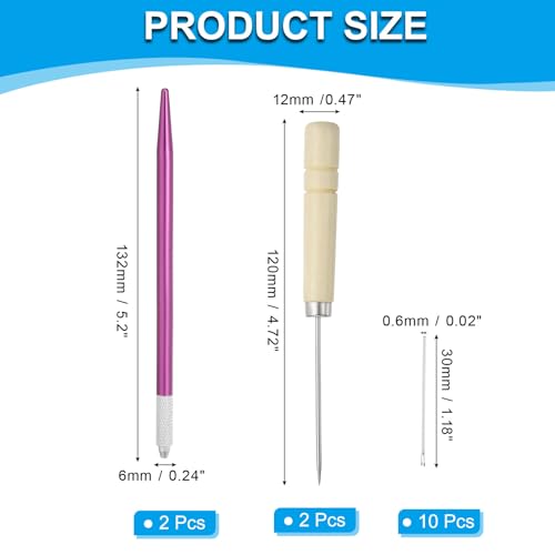 PATIKIL Doll Hair Rooting Holders Kit, 0.6mm Doll Hair Rerooting Knitting Needles with Wood Awls Crochet Hooks Doll Wig Tool for Doll Hair Making Supplies DIY Crafts, Purple - color: Purple, size: 0.6mm