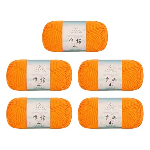 Susan's Family Combed Cotton 4 ply Yarn 5x50g-5Packs-30#Zinnia | 5skein pack balance 60cotton40acrylic blend Fingering Yarn Soft breathable durable crochet and knit baby blanket cardigan toy - color: 30#Zinnia
