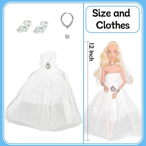 Fashion Dolls Set, Stylish Twin 12 Inch Doll Toy, Trendy Outfits for Fashionable Play, Perfect Good Gift - style: Wedding Dress