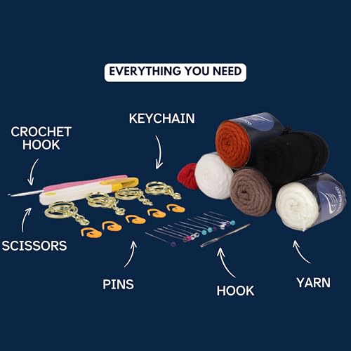 Needzo Sports Ball Keychain Crochet Kit for Beginners, Amigurumi Soccer, Baseball, Basketball, and Football, All Supplies Included, Step-by-Step Video Tutorials