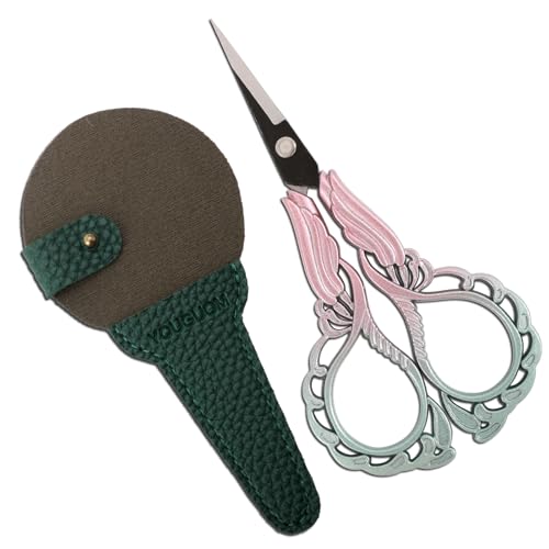 YOUGUOM Detail Scissors with Cover, Small Craft Shears | Sharp, All Purpose, for Embroidery, Sewing, Needlework, Cross Stitch, Crochet, Paper Cuts, Thread Snips, DIY Tools, Pink - color: Pink