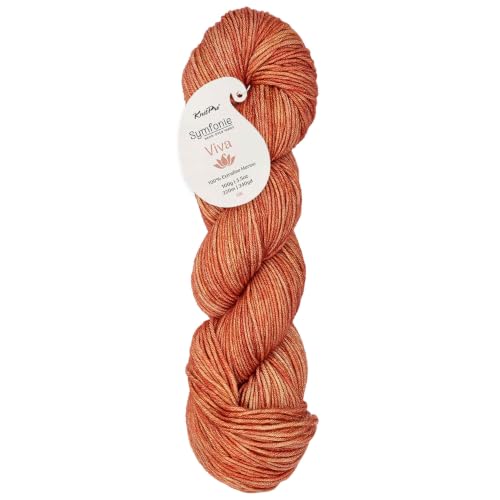KnitPro Symfonie DK Weight Merino Wool Yarn 240yds, 100g, Apricot | 100% Extrafine Merino, Hand Dyed, OEKO-TEX Certified, Superwash, Colorfast, #3 Yarn Skein for Knitting & Crochet - color: Apricot