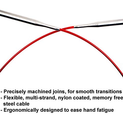 ChiaoGoo Red Lace 40-Inch, US 2 (2.75mm) Circular Knitting Needle | Surgical Stainless Steel, Sharp Tips, Nylon Coated, Memory-Free Steel Cable, Smooth Metal Joins, Easy-Glide, Stitch Holder - size: US 02 (2.75mm), 40 in. (100cm)