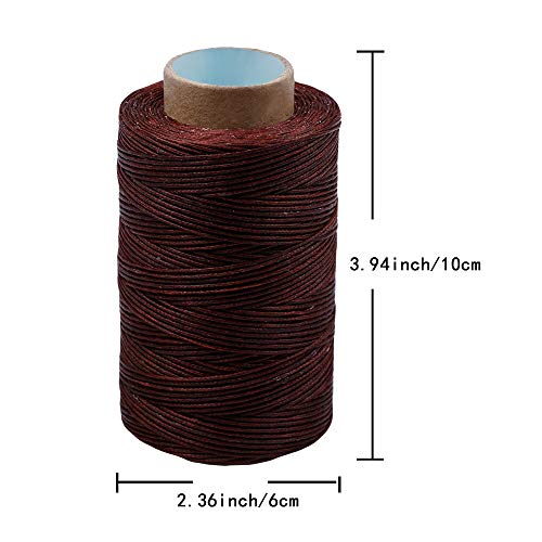 284Yards Leather Sewing Waxed Thread, 0.8mm Waxed Thread for Bookbinding | Waxed Thread for Bookbinding, Upholstery Thread Heavy Duty, Wax String for Leather Craft DIY/Bookbinding/Shoe Repairing - color: Dark Red