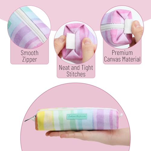 Mr. Pen- Cute Pencil Case Pouch, Multipurpose Canvas Bible Pencil Pouch | Smooth Zipper, Premium Material, Neat Stitches, Ideal for Stationery, Cosmetics, Electronics, School, Office, Travel - color: Rainbow, size: 1 Pack