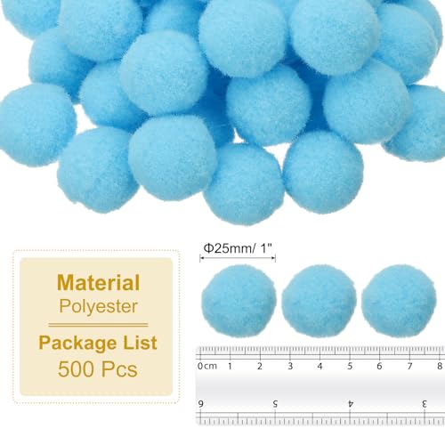 PATIKIL 1inch Pom Poms for Crafts, 500pcs Small Pompoms for Crafts Mini Puff Balls Bulk High Elasticity Fuzzy Balls for Hats Christmas Art DIY, Blue - color: Blue, size: 1inch