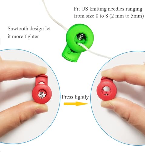 20Pcs Knitting Needle Stoppers, Needle Point Locks, Plastic Stitch Stoppers, Single Hole Spring Toggle Stopper Knitting Accessories - size: Sawtooth