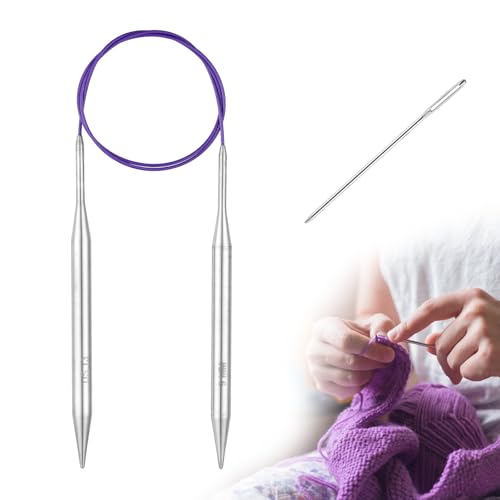 Circular Knitting Needles Stainless Steel Long Needles for Adults Beginners, Flexible Cord for Sweaters Blankets Socks,Lightweight Smooth Tips Magic Loop Knitting Needles (40inch, US13/9mm) - color: 40inch, size: US13/9mm