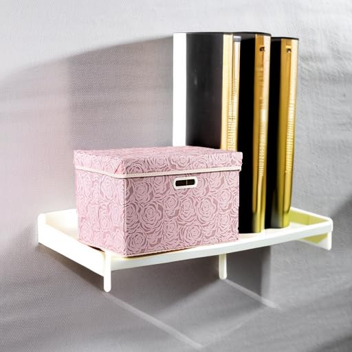PRANDOM Larger Collapsible Storage Bin with Lid [1-Pack] Fabric Decorative Storage Box Cube Organizer Container Baskes with Handles Divider for Bedroom Closet Living Room Pink 17.7x11.8x11.8 Inch - color: Pink, size: Large(1-Pack)