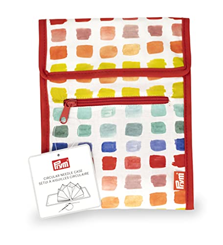 Prym Circular Knitting Needle Case, 9" x 7-1/4", Rainbow Specks | 10-pocket fan-fold organizer with magnetic closure & zip pocket - style: Rainbow Specks