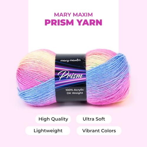 Mary Maxim Prism Yarn, Acrylic Multicolor DK Yarn, 290 Yards, Raibow | Ombre Yarn, 3 Weight, Machine Wash, For Knitting and Crochet, Create Baby Items, Blankets, Afghans, Clothing Variegated Yarn - color: Rainbow