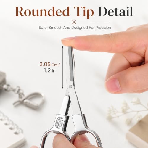 JJUNW 2 Pack Badge Scissors, Keychain Scissors Folding Stainless Steel Small Scissor, Portable Travel Folding Scissor For Travel, Home, Office, Craft, Sewing, Nurse Accessories