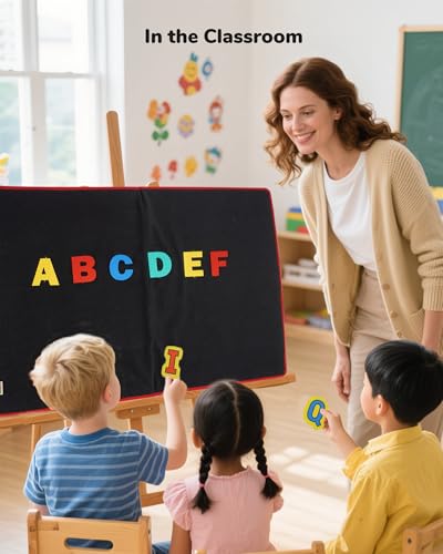 CHEFAN Large Felt Flannel Board 31.5 * 23 in, Foldable Freestanding Story Learning Board for Toddlers, Double-Sided Use for Preschool Classroom, Multi Felt Pieces Can Be Used, Gifts for Kids - size: Extra Large