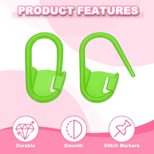 PATIKIL Crochet Stitch Markers, 200Pcs Plastic Knitting Markers Needle Pin Locking Stitch Marker for Sewing Crocheting DIY Craft, Green - color: Green