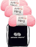Premier Yarns Anti-Pilling Everyday Baby Pink 100-6 | 3 Skeins, Same Dye Lot, Project Bag, #4 Worsted, 100% Anti-Pilling-Acrylic, Ideal for Crochet or Knitting Blankets, Scarves - color: Dn100-6-Baby-Pink