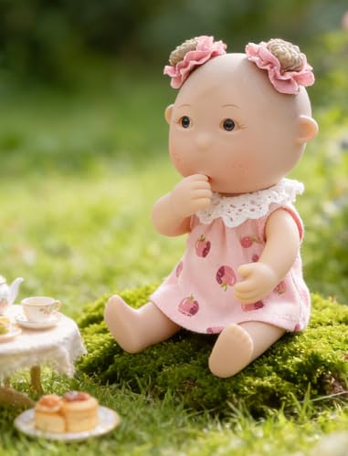 Mini Baby Doll, 7 Inch Mini Baby Doll with 5 Movable Joints, Thumb-Sucking Pose, Full Body Vinyl Doll for Play, Display, and Collection, Gifts for Boys and Girls, Collectors, Ages 3+ (Pink) - color: Pink