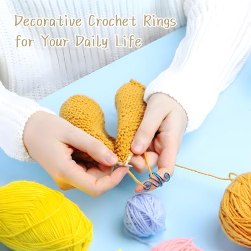 Crochet Tension Rings for Women Adjustable Crochet Hooks Ring - color: Black