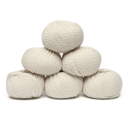 100% Baby Alpaca Yarn 6 Skeins 300g Bulky Weight Knitting Crochet A. White | Made in Peru with natural warmth and softness featuring 324yd of premium fiber ideal for scarves shawls sweaters and more - color: Alabaster White, size: Bulky - 6 Skeins