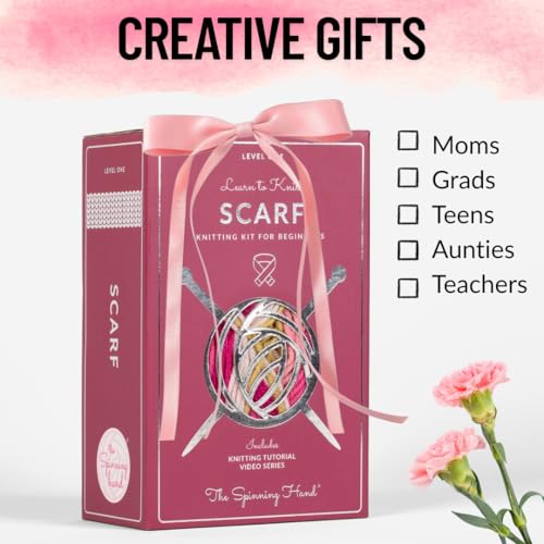 The Spinning Hand Knitting Kit for Beginners Adults – Educator-Designed, Self-Striping Wool Yarn, Bamboo Needles & Video Tutorials (Dragonfruit) - color: Dragonfruit