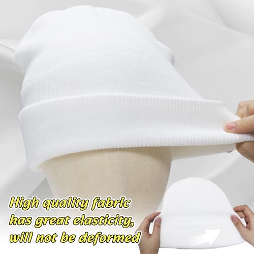 NPQQUAN 3 Packs Unisex Beanie Hats for Men Women Winter Knit Beanies | Mens and Womens,Great Stretch Knit,Thick Warm Comfort Beanies,Outdoor Sports including Skiing Running Camping - color: White+white+white