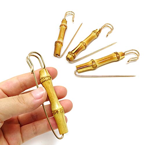 Honbay 3PCS Retro Bamboo Brooch Extra Large Safety Pins for Sweaters, Shawls, Collars, Dresses and Most Clothes