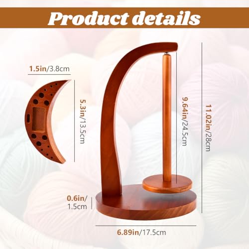 Magnetic Rotating Crochet Yarn Holder with Storage Box - 2-in-1 Wooden Yarn Spinner & Organizer for Knitting Accessories, Yarn-Ball Windder for Crocheting Projects