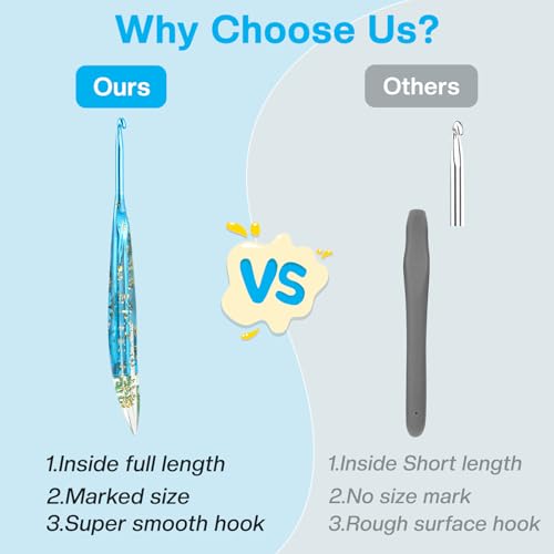 5mm Crochet Hook, Ergonomic Crochet Hooks with Floral Resin Grips | Stylish and Unique Knitting Needles ,Crochet Needles for Beginners, Arthritic Hands and Professional - size: 5.0mm