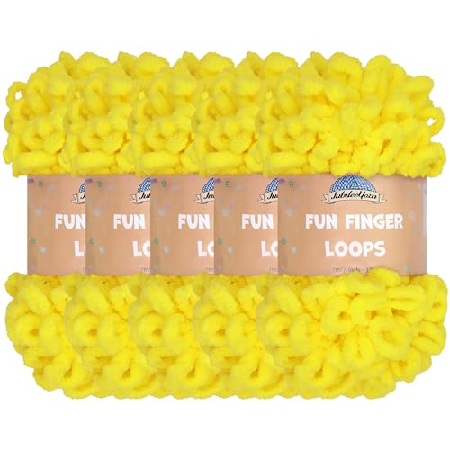 JubileeYarn Fun Finger Loops Yarn - 100g/Skein Jumbo Polyester - Limoncello - 5 Skeins - color: 157 Limoncello