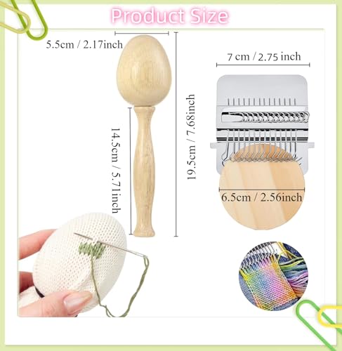 Darning Egg - Mini Darning Loom, Darning Egg Weaving Tool Set with Small Weaving Loom Kit with 14 Pcs Large Eye Needles 50 Colors Darning Thread for Handcraft DIY Weaving Repair Tool