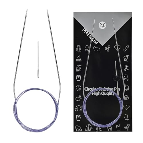 Soosui 2.0 mm Circular Knitting Needles US0, 47 inches/120 cm Curved Tail | For Beginners, Knitting Shawls, Scarves, Blankets, Large Projects - size: US0/2.0mm
