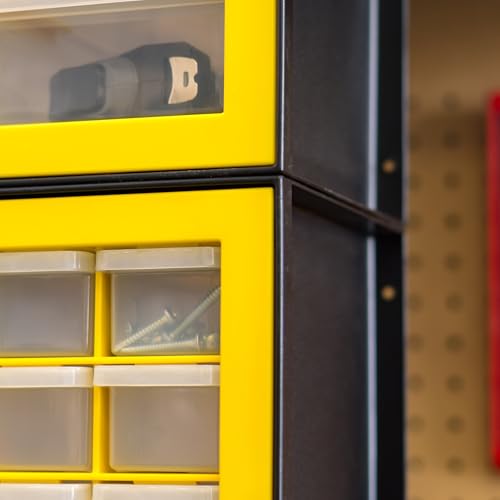 IRIS Plastic Hardware Storage Drawer, 44 Drawer Parts Cabinet - Yellow | Wall-mountable, Stackable, Building Bricks, Screws, Nuts & Bolts, Hardware, Garage Tool Storage - color: Yellow, size: 44 Drawer