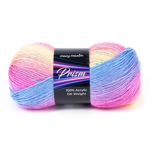 Mary Maxim Prism Yarn, Acrylic Multicolor DK Yarn, 290 Yards, Raibow | Ombre Yarn, 3 Weight, Machine Wash, For Knitting and Crochet, Create Baby Items, Blankets, Afghans, Clothing Variegated Yarn - color: Rainbow
