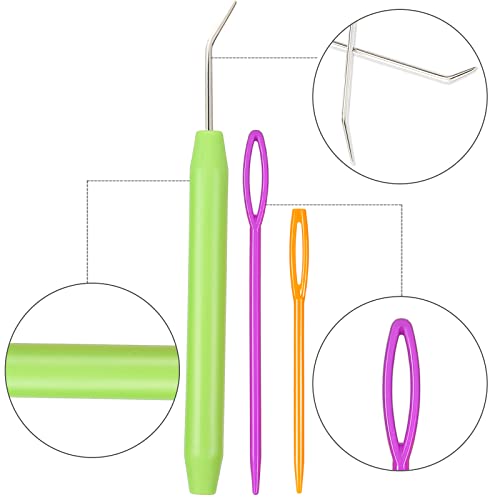 WILLBOND 9 Pieces Knitting Loom Hook Crochet Needle Hook with Convenient Handles and Large Eye Plastic Sewing Needles for Knitting Crafts(Green) - color: Green