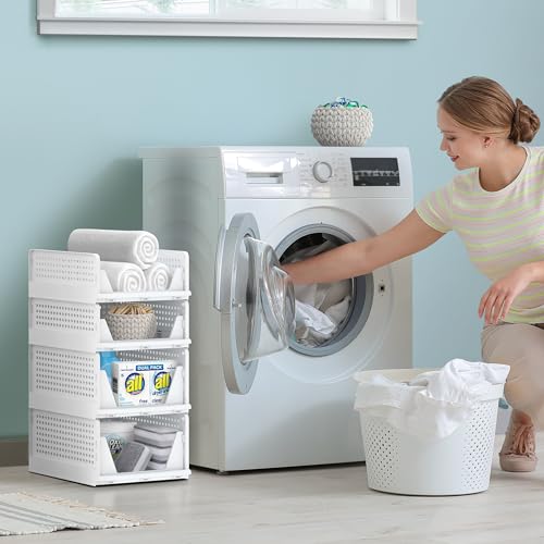 Sorbus Stackable Closet Organizer, Open-Front Shelf Bins (2 Small 2 Medium) | Plastic shelves and baskets for clothes in pantries, bathrooms, kitchens, garages, cabinets and countertops. - size: 2 Small 2 Medium