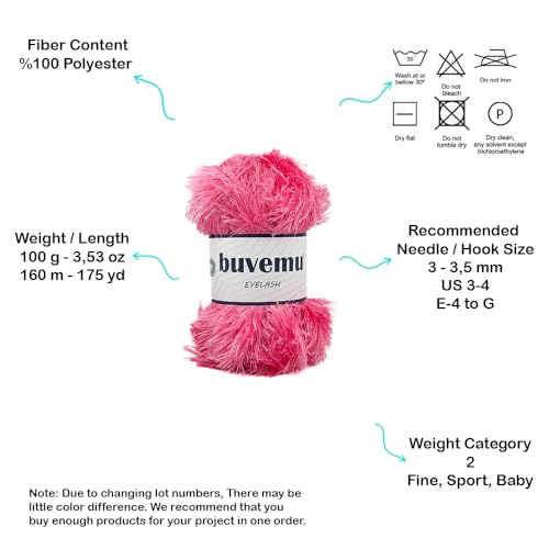 Eyelash Fun Fur Yarn for Crochet, Knitting & Crafts, Candy Pink | 100% Polyester, 100 g (3.53 oz), 175 yd (160 m), Ideal for Amigurumi, Graduation Leis, Bags, Rugs, Scarves & Plush Toys - color: Candy Pink, size: 1 Pack
