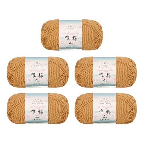 Susan's Family Combed Cotton 4 ply Yarn 5x50g-5Packs-23#Spruce Yellow | 5skein pack balance 60cotton40acrylic blend Fingering Yarn Soft breathable durable crochet and knit baby blanket cardigan toy - color: 23#Spruce Yellow