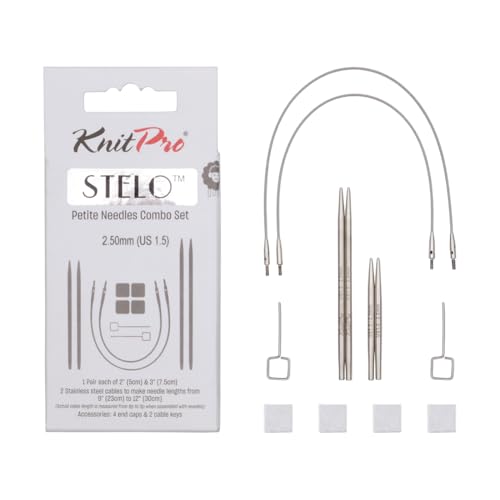 KnitPro Stelo Petite Interchangeable Needle Combo Set 2" (5cm) & 3" (7.5cm) | US 1.5 (2.5mm) - size: US Size 1.5 (2.5mm)